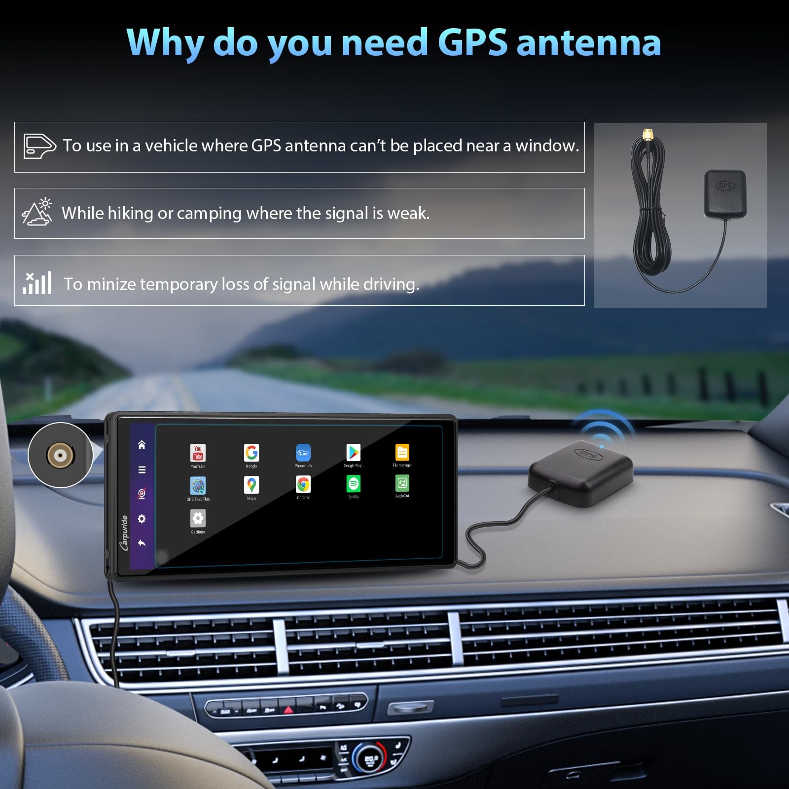 CARPURIDE Wireless CarPlay & Android Auto 4+64GB 8-Core, Online & Offline GPS…