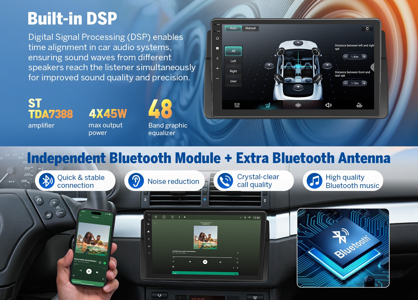 CAM+For BMW E46 M3 Wireless CarPlay GPS Navigation 9″Car Radio Stereo Android 13