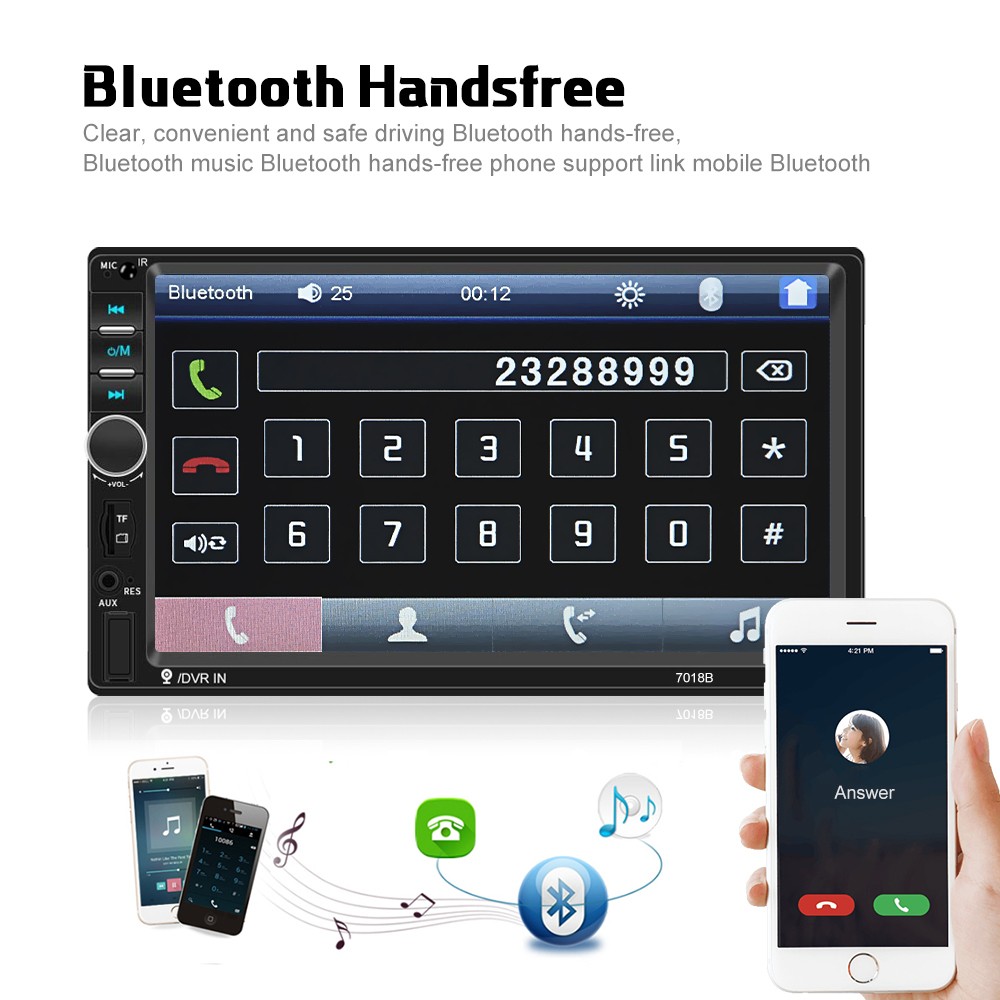 7″ 2 DIN Car Stereo Radio Bluetooth Touch Screen Mirror Link MP5 Player +Camera