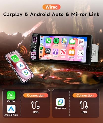 Car Stereo Single Din Carplay Android Auto Car Radio with Bluetooth 5.2, 6.9
