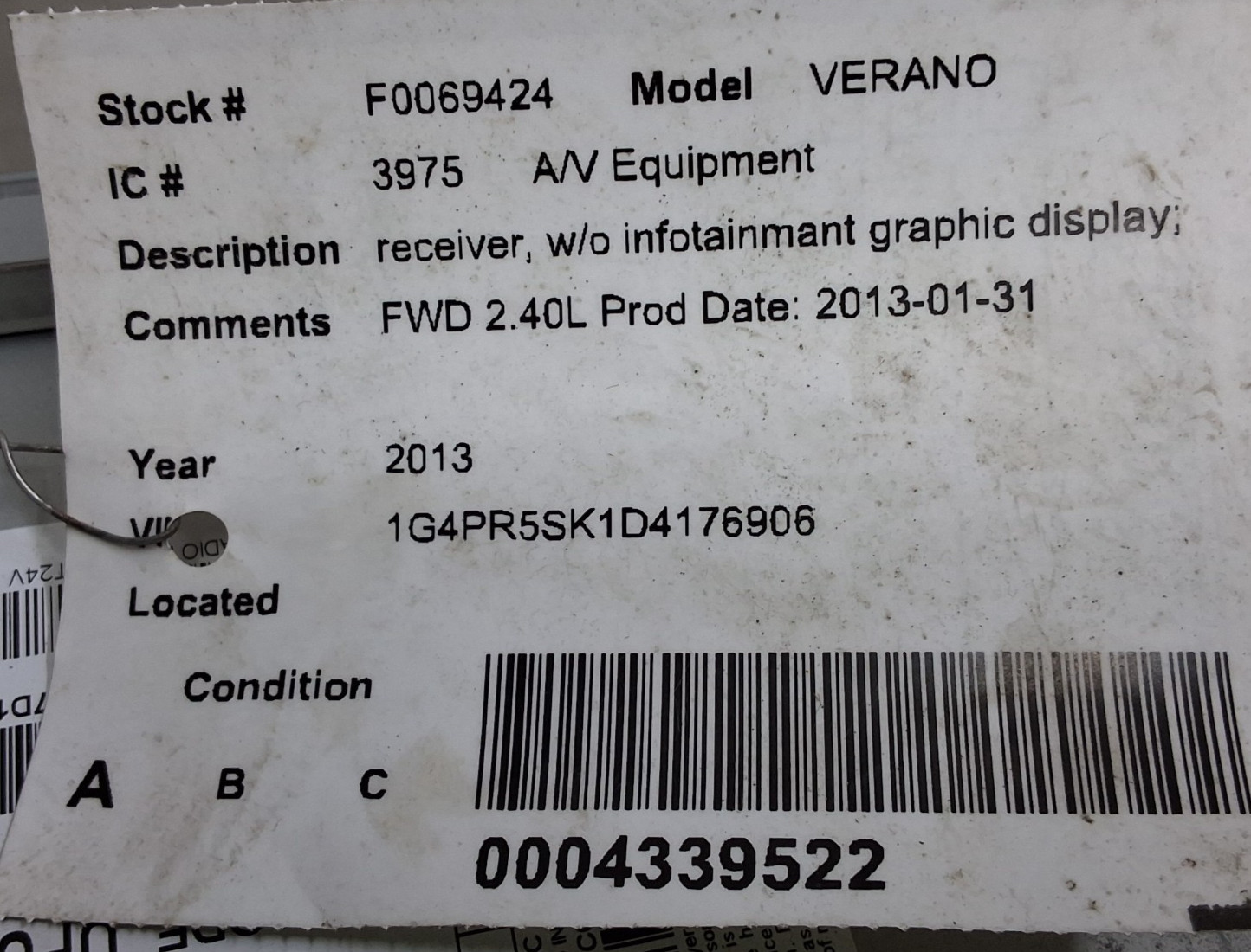 13 Buick verano Chevy Cruze Equinox Terrain AM/FM XM CD radio OEM 22979837