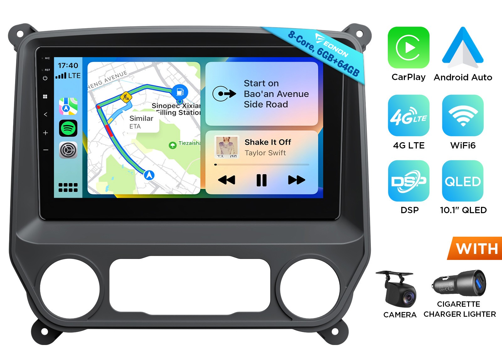 Android Auto 10.1″ QLED 6+64 for Sierra Car Radio Wireless CarPlay Backup Camera