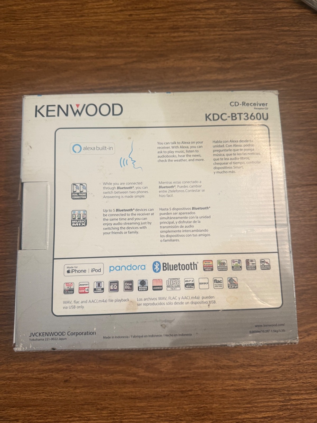 Kenwood KDC-BT360U Bluetooth CD Player Android iPhone Pandora MP3 Aux USB AM FM