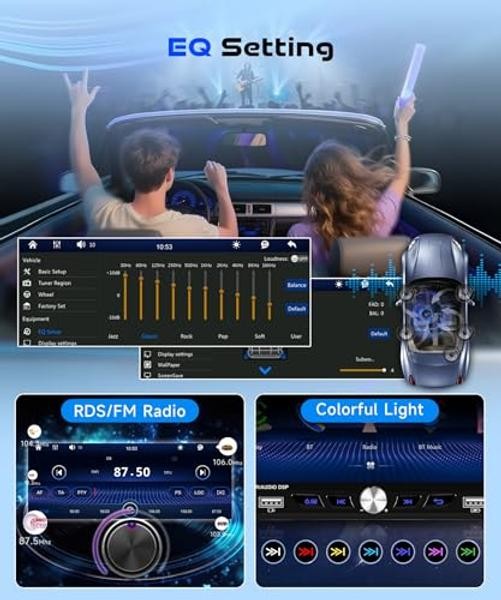 6.9-inch Single Din Car Stereo Wireless Carplay,1280X480P IPS Touch Screen Car