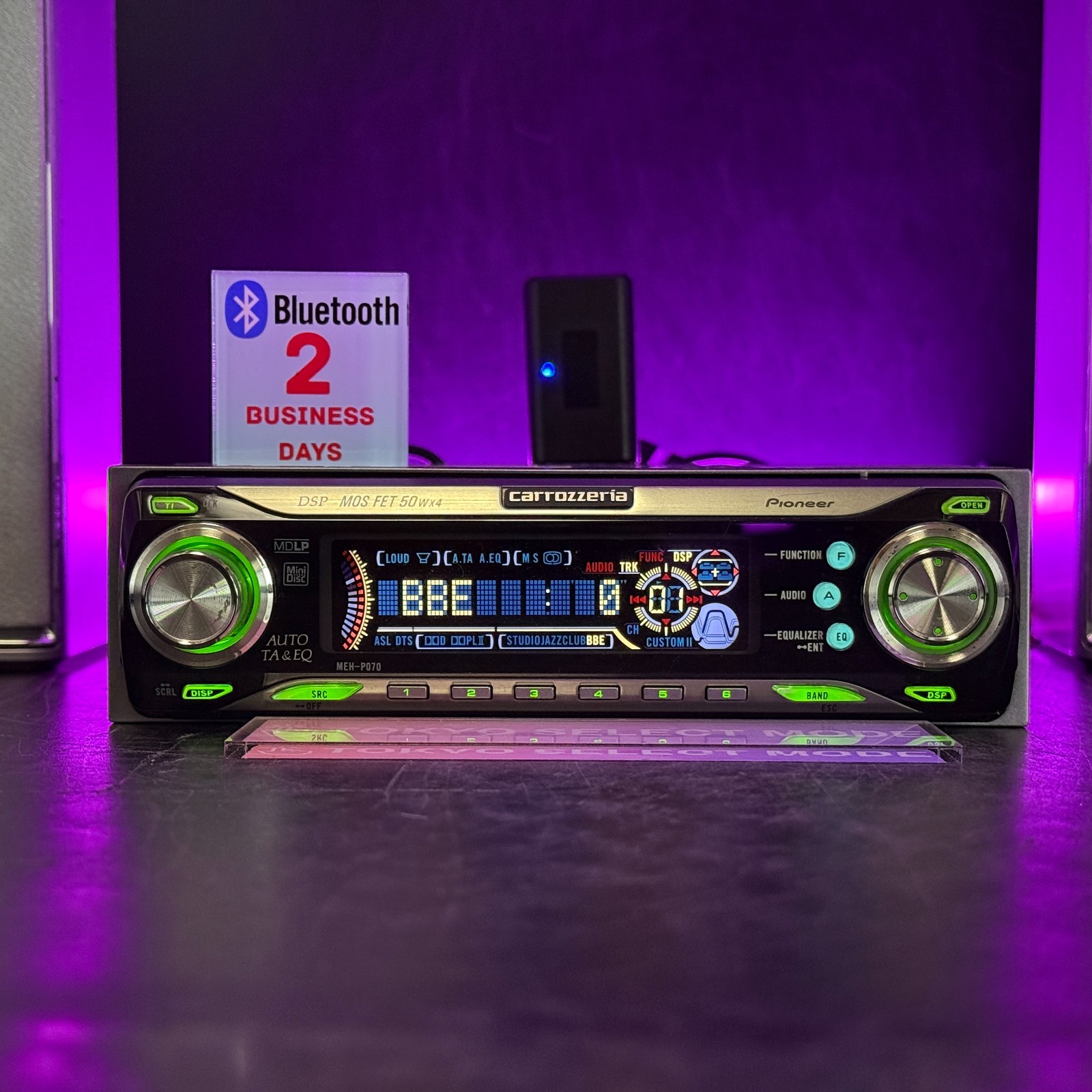 Pioneer Carrozzeria MEH-P070 Car Audio MD Player 1DIN DSP Added Bluetooth Stock