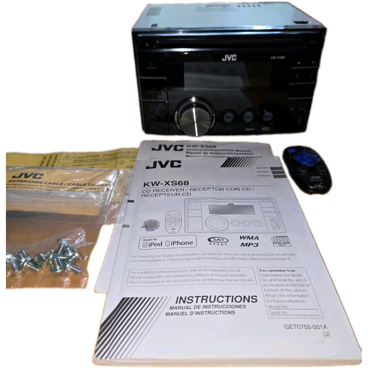 JVC KW-XS68 Universal Car Stereo Radio CD Receiver, Aux, USB With Remote