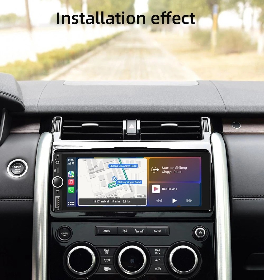 6.8″ Apple Carplay/Android Auto Single DIN Car Stereo Radio Bluetooth FM USB SWC
