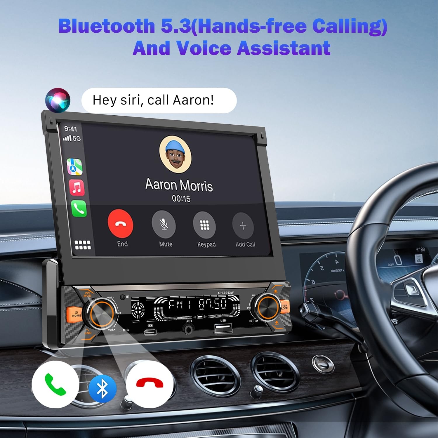 Alondy Single Din Car Radio with Touchscreen (7″ Motorized Flip Out) Compatib…