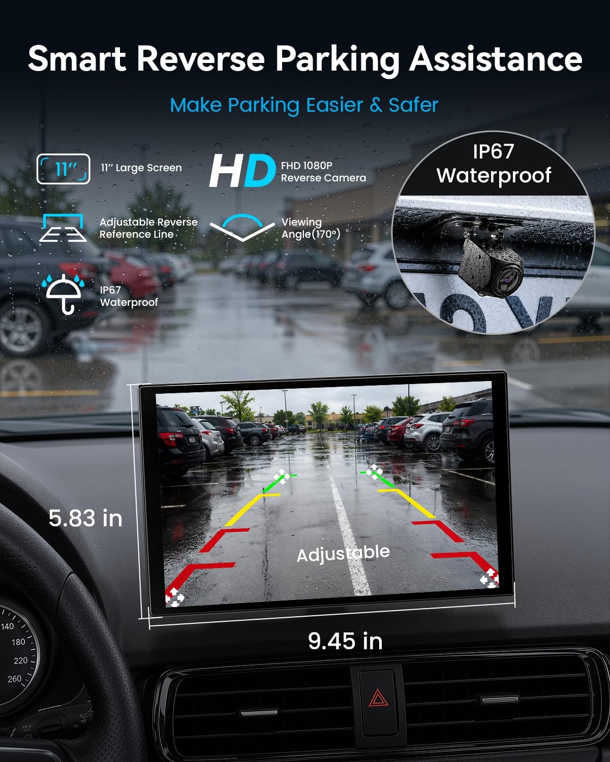 11” Wireless CarPlay & Android Auto Screen for Car, Full Laminated HD