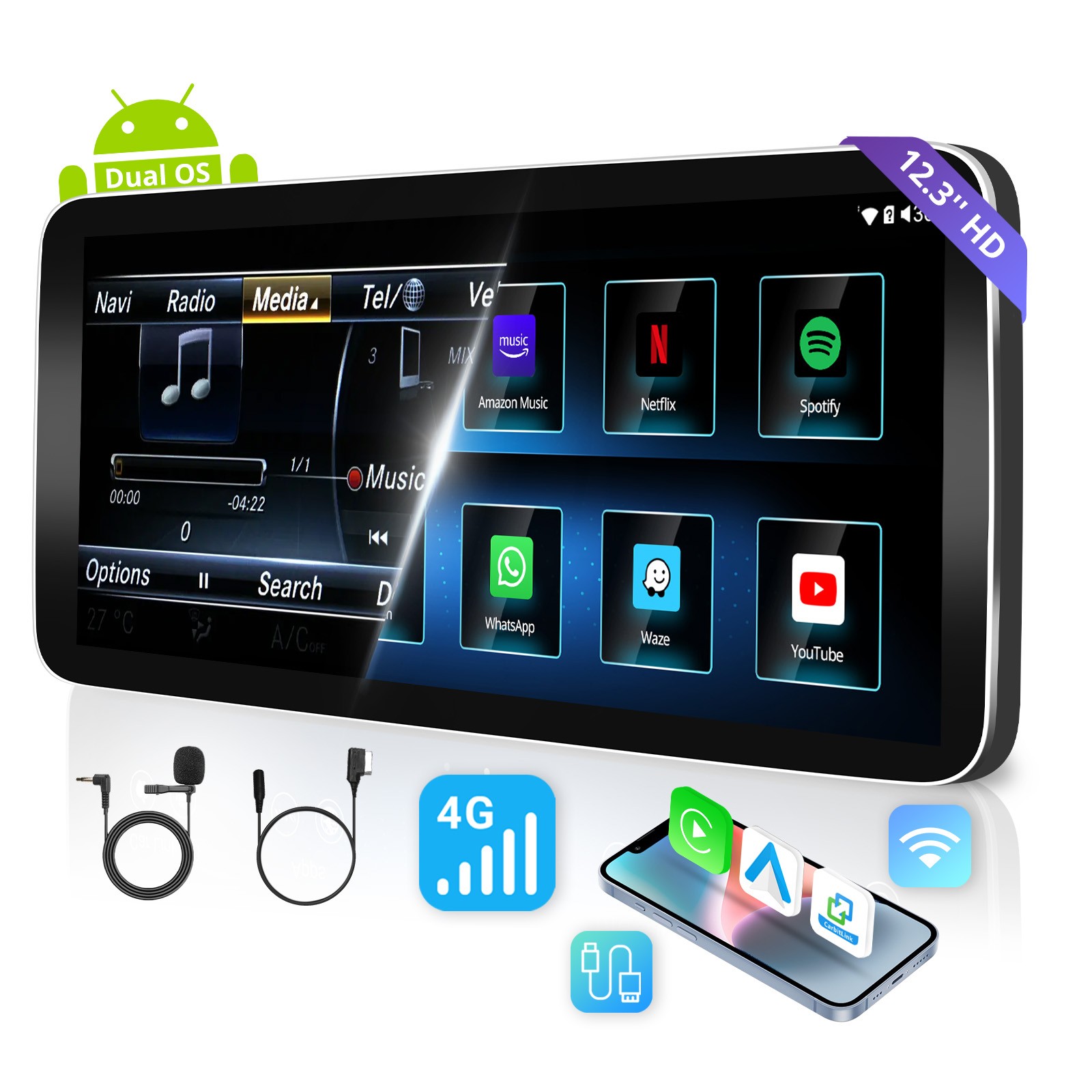 For Mercedes-Benz B-class W245 2011-2012 Car Stereo 12.3″ Android CarPlay 4G LTE
