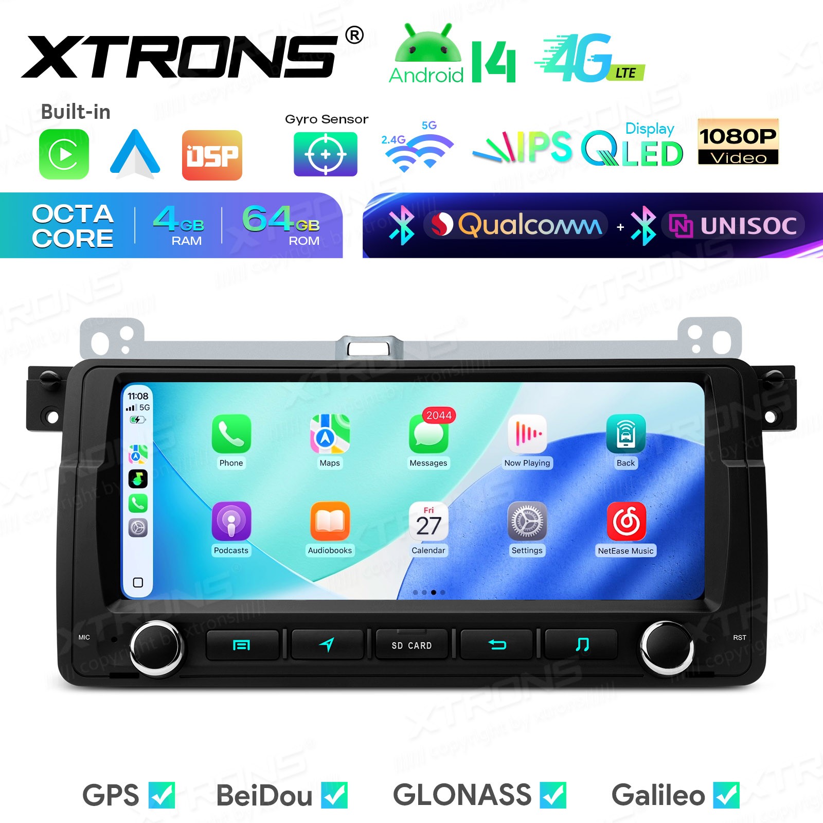 8.8 Inch Android 14 Car Radio AKM DSP for BMW 3 Series E46 CarPlay 4+64G Dual BT