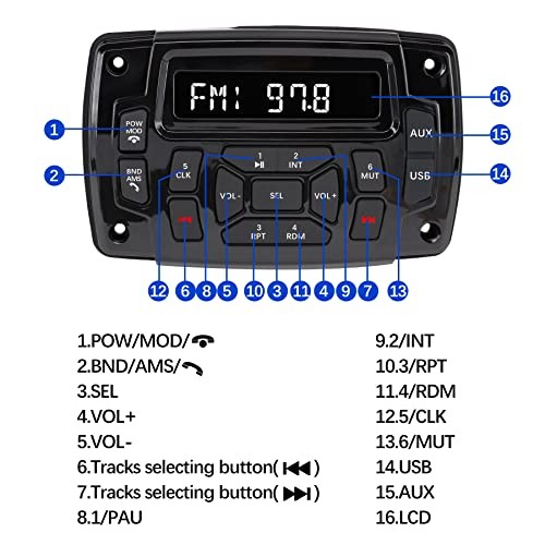 Marine Stereo Audio Radio Bluetooth Car Stereo Receivers Waterproof Player MP3