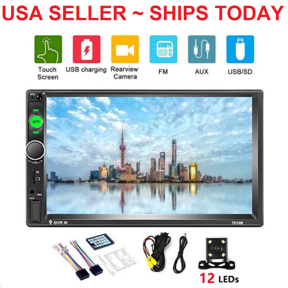7″ Double 2 DIN Car MP5 Player Bluetooth Touch Screen Stereo Radio With Camera