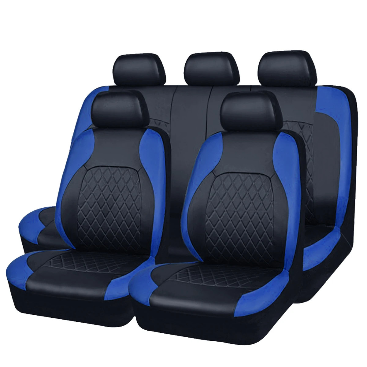Universal Internal Seat Covers 4PCS All-Season Quilted Faux Leather Car Seat Cov