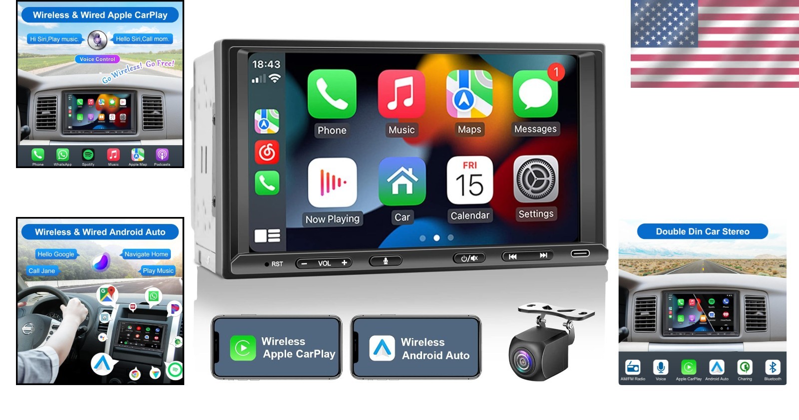 Advanced 7-Inch Touchscreen Car Receiver with Bluetooth and Backup Camera
