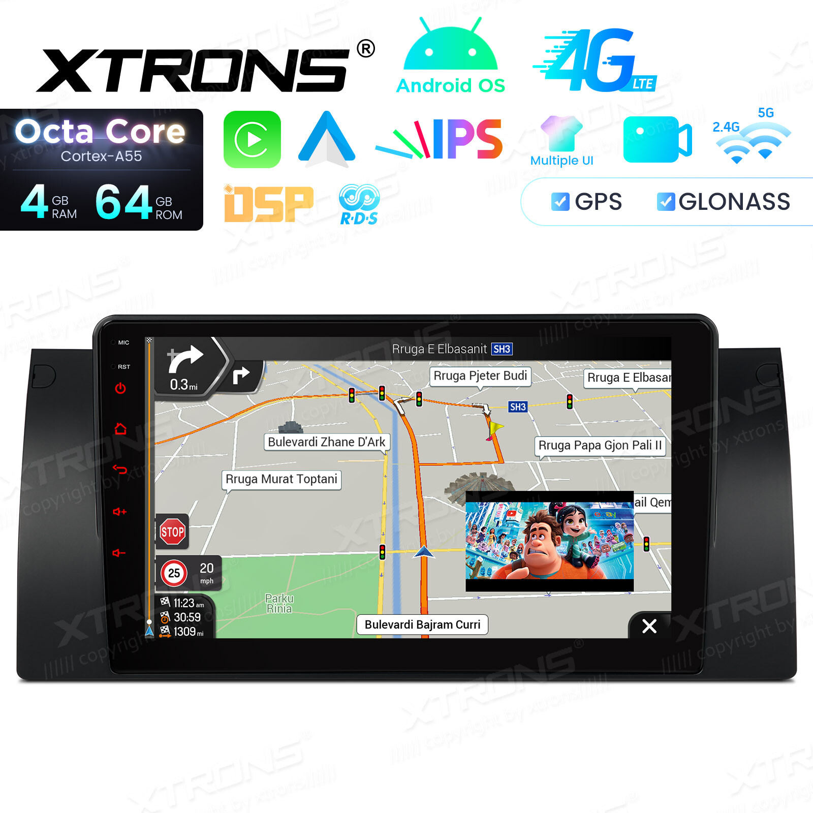 9″ IPS Screen Android 14 8-Core 4+64GB Car Radio Stereo GPS Navi for BMW X5 E53