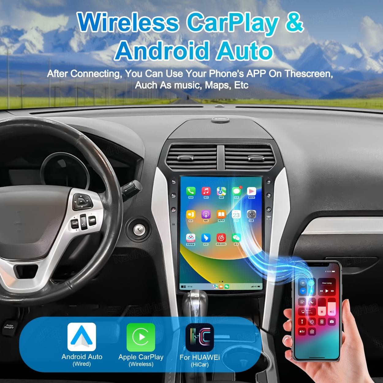 13.8″ Car Radio Stereo GPS Navigation Android 4+64G For Ford Explorer 2011-2019