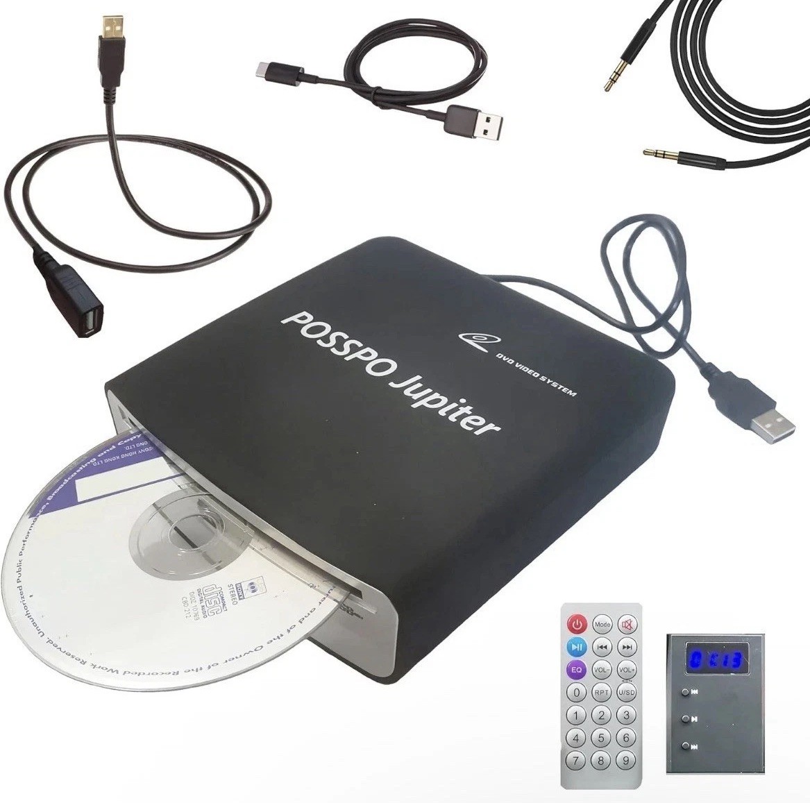 POSSPO Jupiter USB External CD/DVD Player for Car Auto Plug & Play AUX Decoder