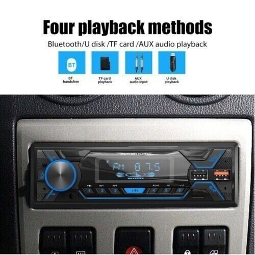 Single 1DIN Car Radio Stereo Bluetooth FM/USB/AUX/TF Audio+Remote Control MP3 US