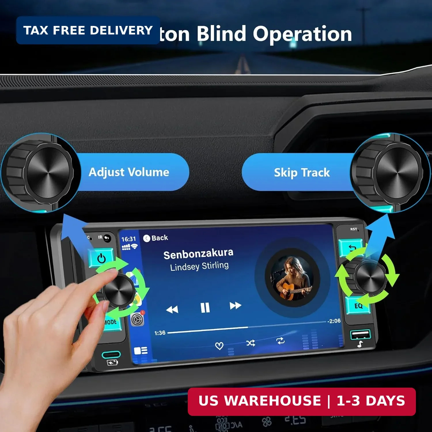 Car Stereo – Dual Knob Touchscreen Radio with Wireless CarPlay bluetooth