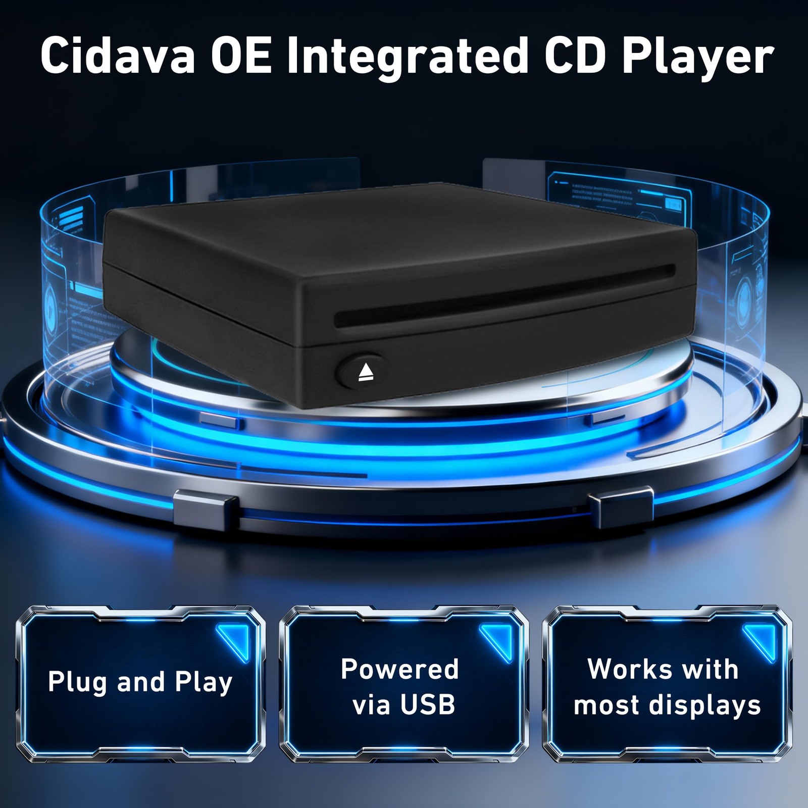 Vehicle CD Player, Cidava OE Integrated Player via USB Radio Black