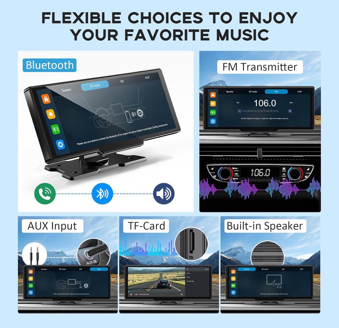 Wireless Portable Carplay TouchScreen Tablet for Car 10.26″ HD 4K Dash cam