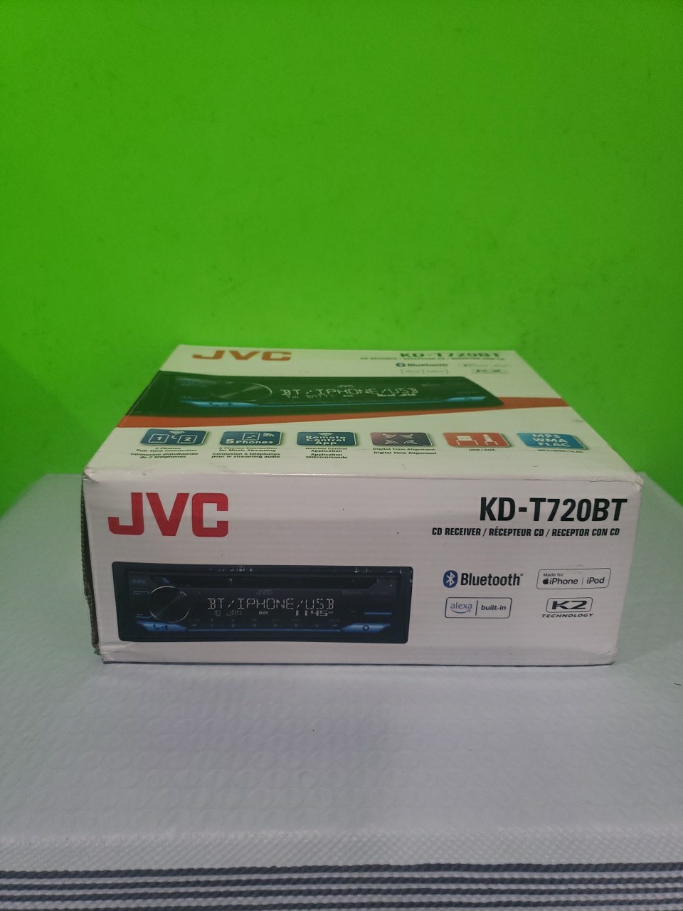 NEW JVC KD-T720BT 1-DIN, AM/FM/CD Car Audio Receiver w/ Bluetooth, USB Open Box