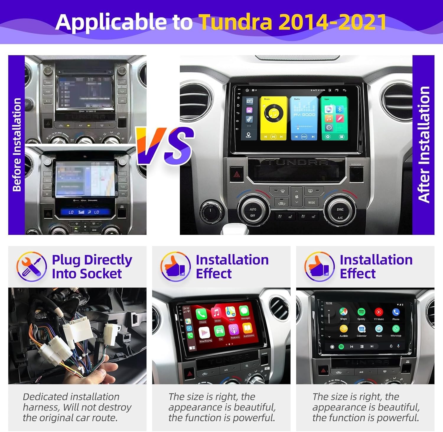 9″ 8Core 32G Android Auto Carplay Stereo for Toyota Tundra 2014-2021