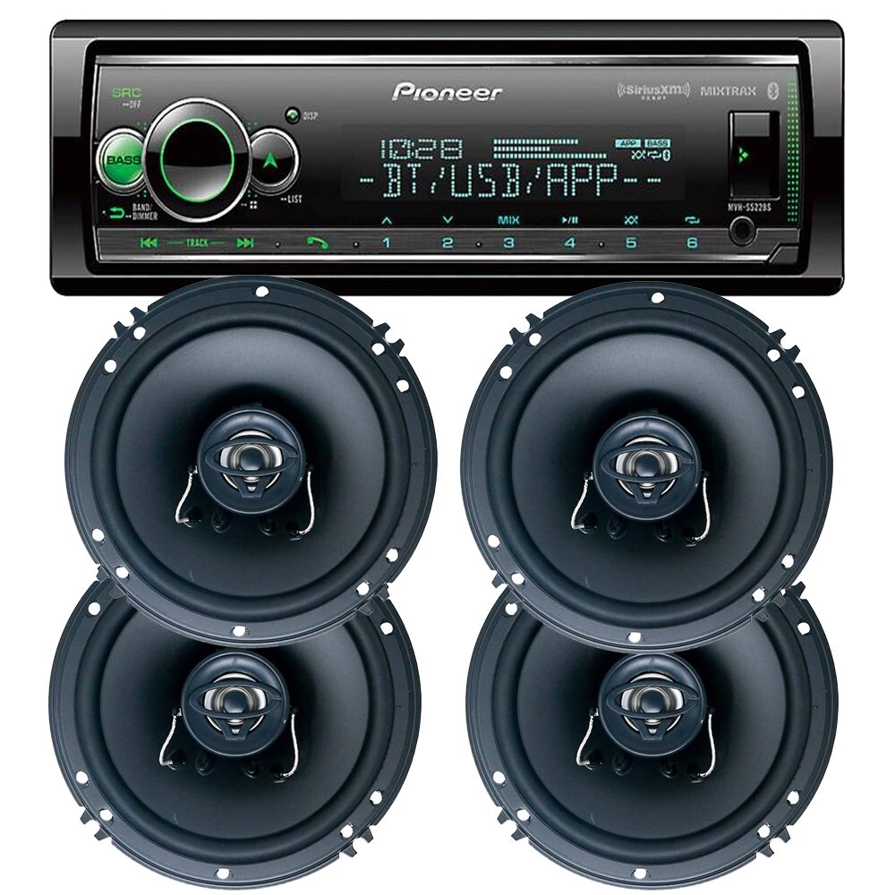 Pioneer MVH-S522BS Bluetooth Car Stereo & 4X Cewin-Vega 300W 6.5″ Speakers Pack