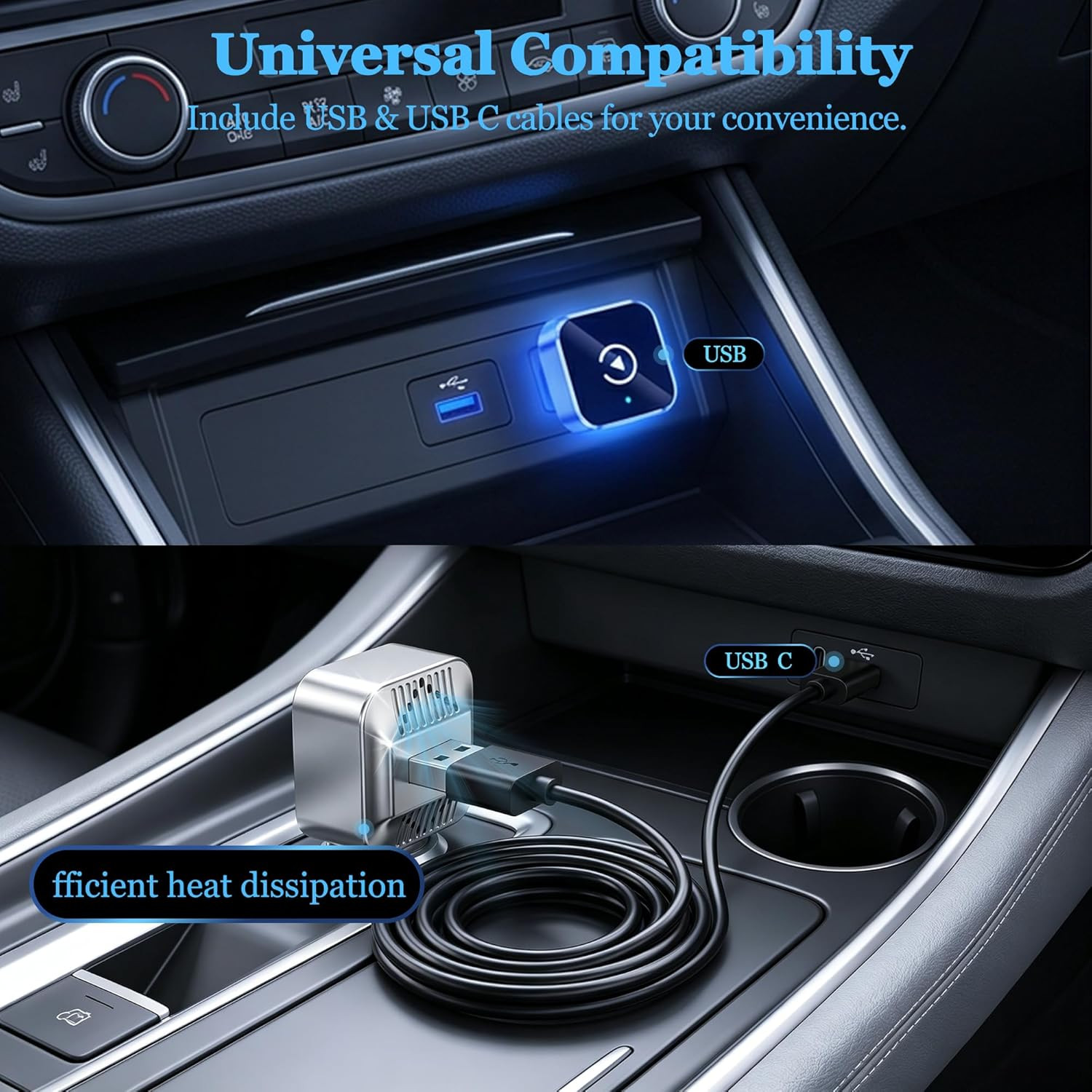 2026 Upgraded Wireless CarPlay & Android Auto Adapter, Fast Connection, Universa