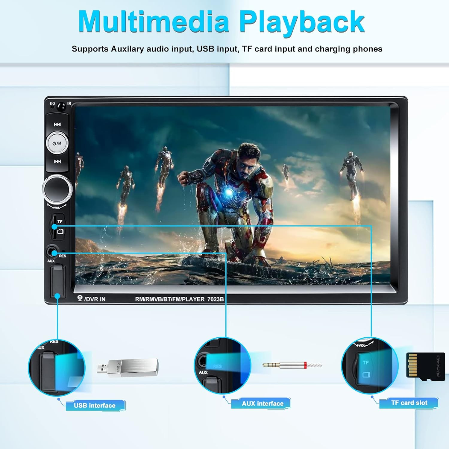 Pantalla Radio Para Carro Auto Con Camara De Reversa Retroceso Bluetooth Full HD