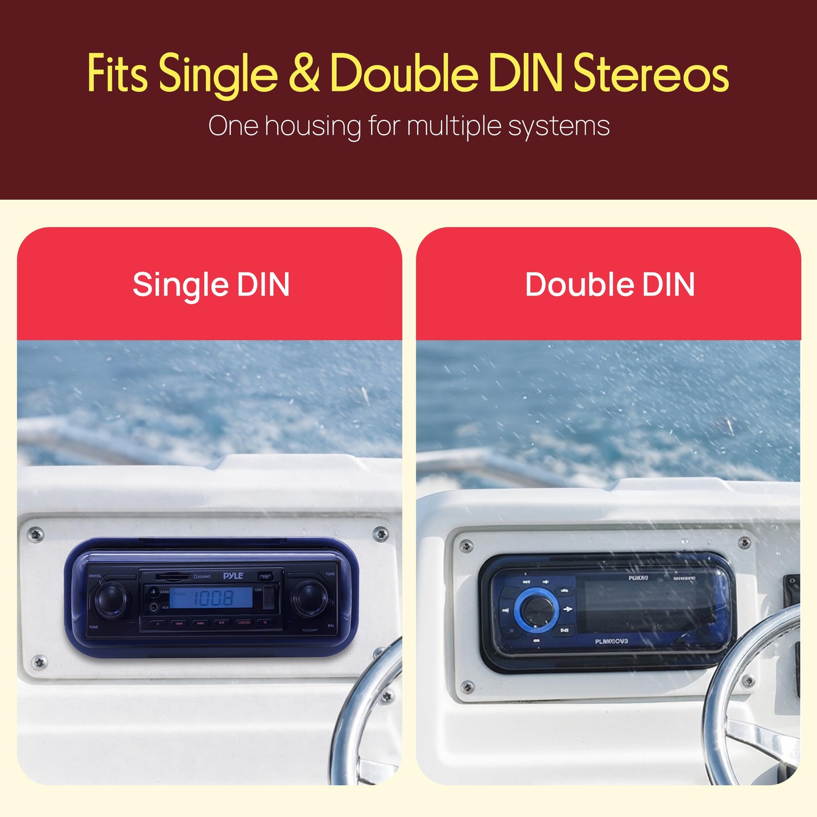 Pyle Durable Universal Marine Stereo Cover – Water Resistant housing, White