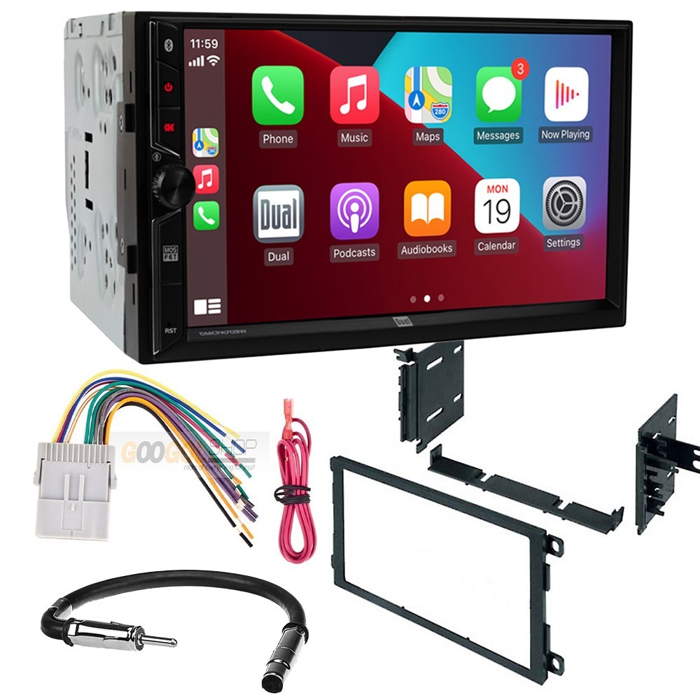 Dual 7″ Screen Wireless Carplay Car Stereo AM/FM Radio for 2003-2006 GMC Sierra