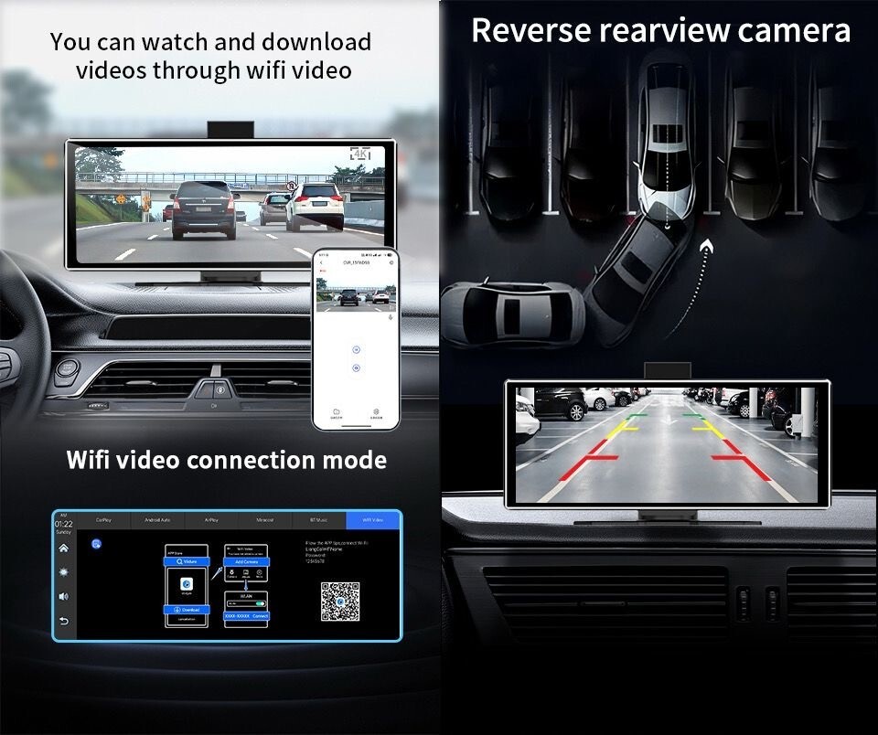11.26″ Wireless CarPlay & Android Auto Screen with 64GB SD Card and Backup Camer