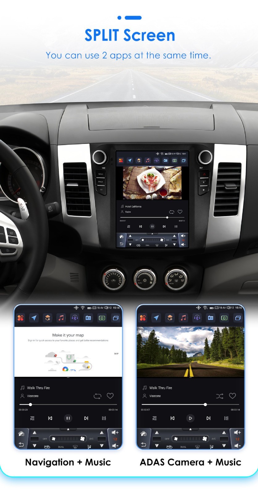For 2006-2012 Mitsubishi Outlander Android 13 Apple CarPlay Car Stereo Radio GPS