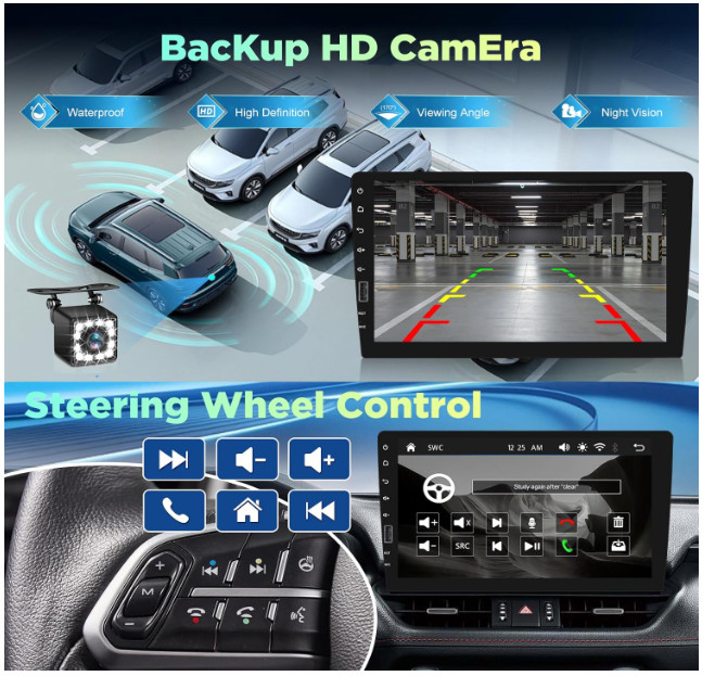 9inch Single Din Touchscreen Car Stereo Compatible with Wireless Carplay and And