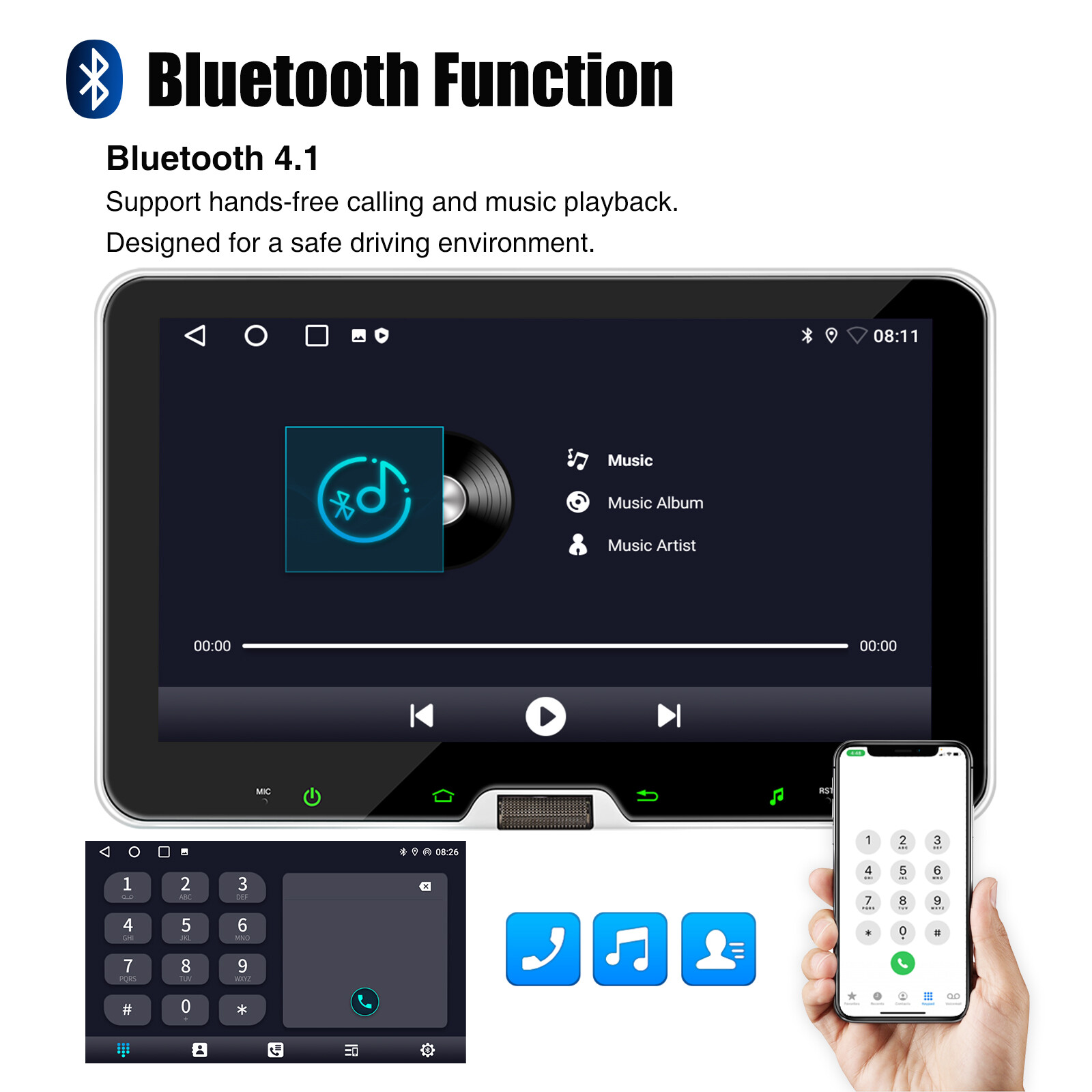 7″ Car Stereo Radio Single DIN USB Flip Out Touch Screen Bluetooth USB C+ Camera