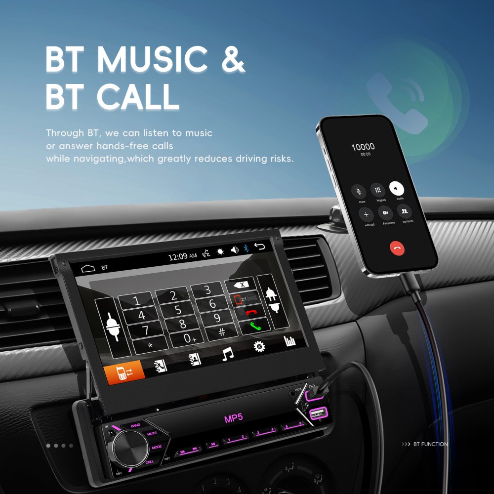 7″ Car Stereo Radio Single 1 Din Flip Out Touch Screen MP5 Player USB Bluetooth