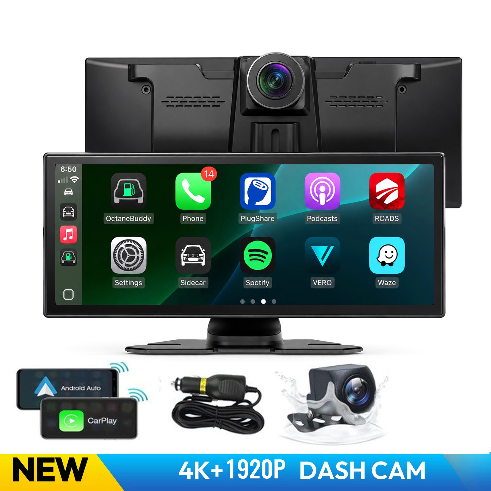 11.26″ Car Stereo Wireless Apple CarPlay Android Auto Radio Touch Screen DVR CAM