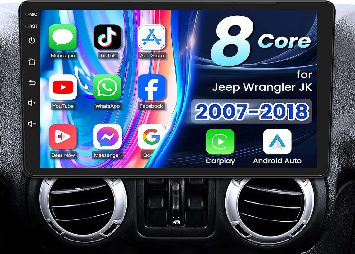 Car Radio Stereo Carplay For Jeep Cherokee Wrangler 4+64G 10in BT DSP