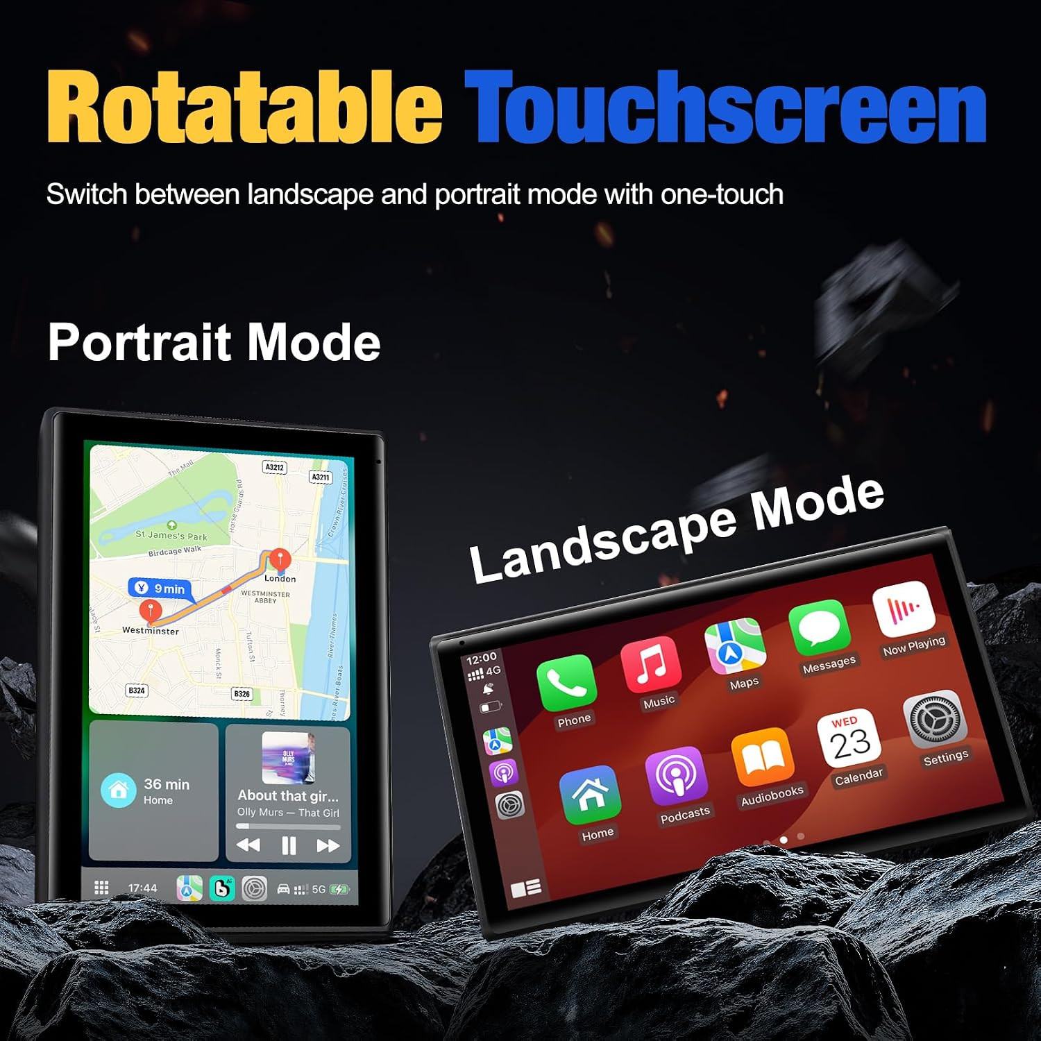 Carplay Screen for Car, 7 Inch Wireless Carplay & Android Auto（Black） | Portable