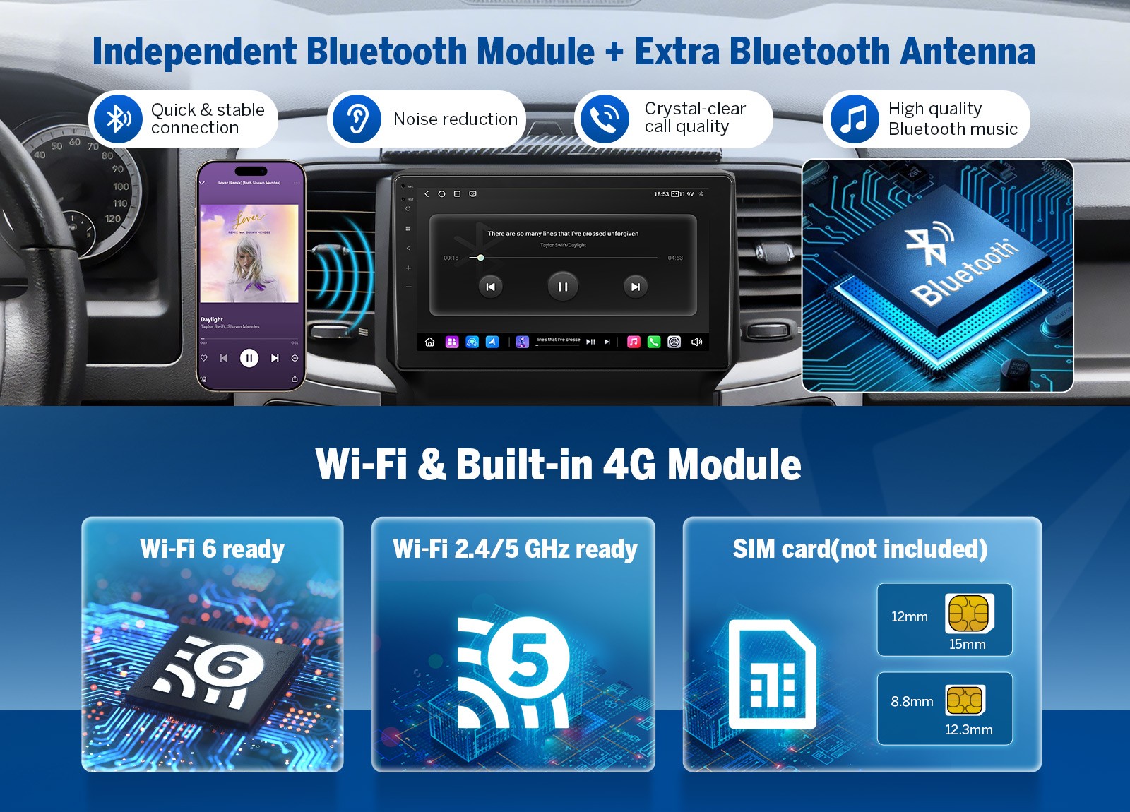 Eonon 6+64G Android 13 Radio DGRMX6S2 for RAM 1500 2013-2018 Split Screen DSP BT