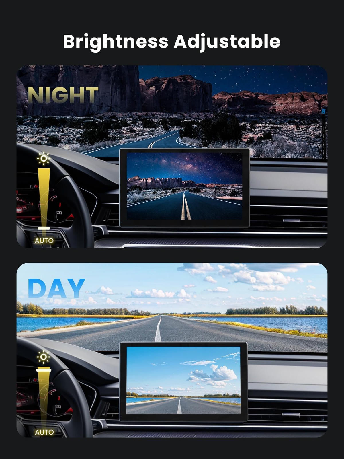 Portable CarPlay Screen for Car, 9” Wireless Apple CarPlay & Android Auto Sc…