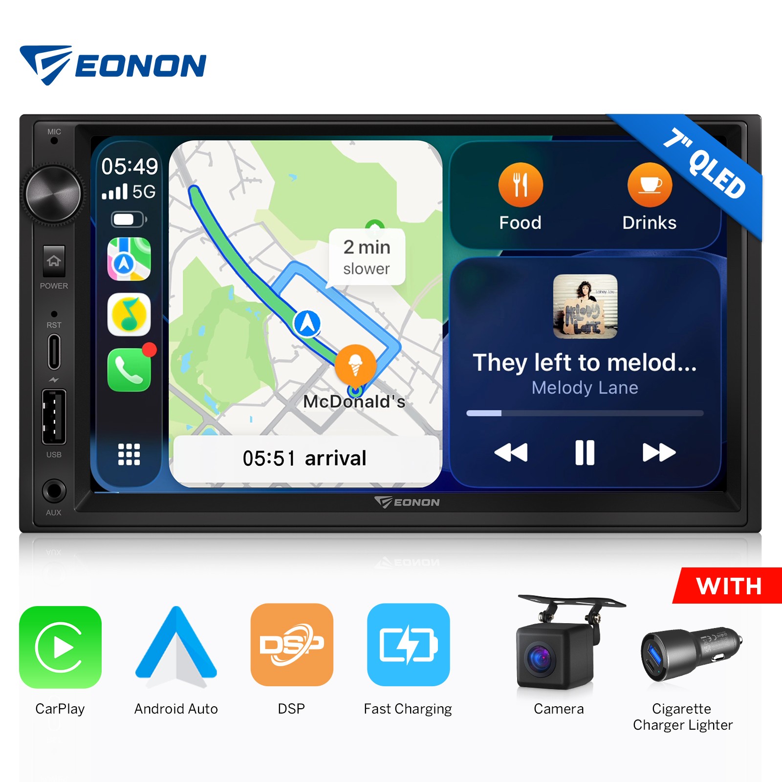 X3 Car Stereo Wireless CarPlay 2 DIN 7 inch QLED Android Auto GPS Navigation DSP