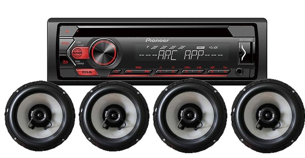 Pioneer DEH-S1200UB CD Receiver Pioneer ARC App + 2 Pair Hertz 6.5 Inch Speakers