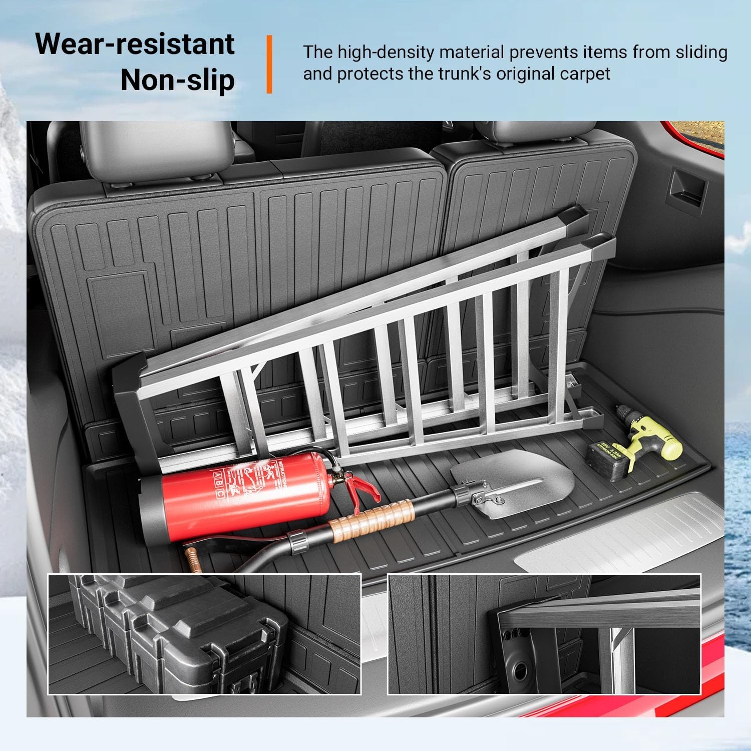 Cargo Mat Compatible with 2022-2026 Chevy Tahoe GMC Trunk Mat+Backrest Mat