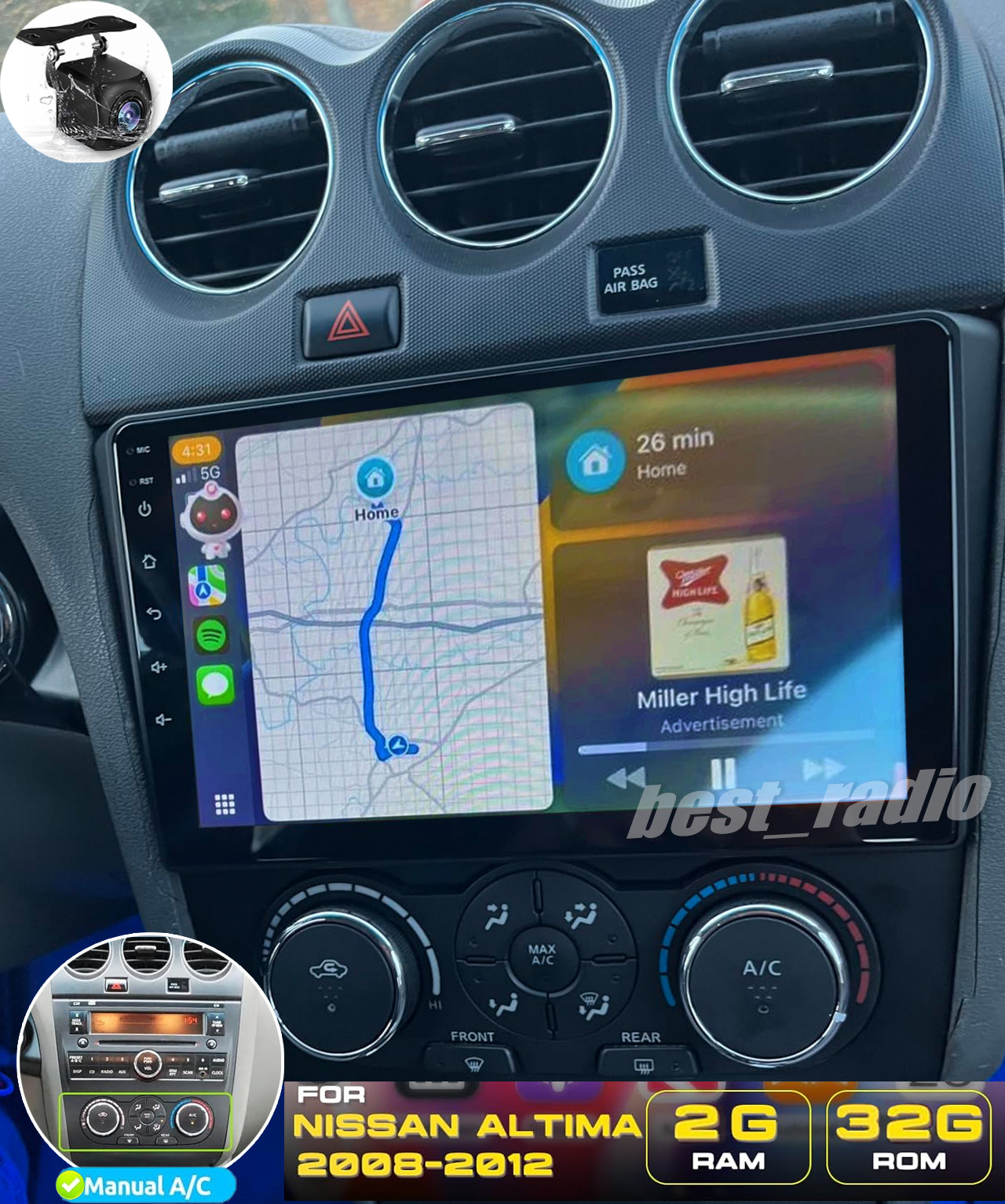 For 2008-2012 Nissan Altima Apple CarPlay Car Radio Android GPS Stereo 64GB