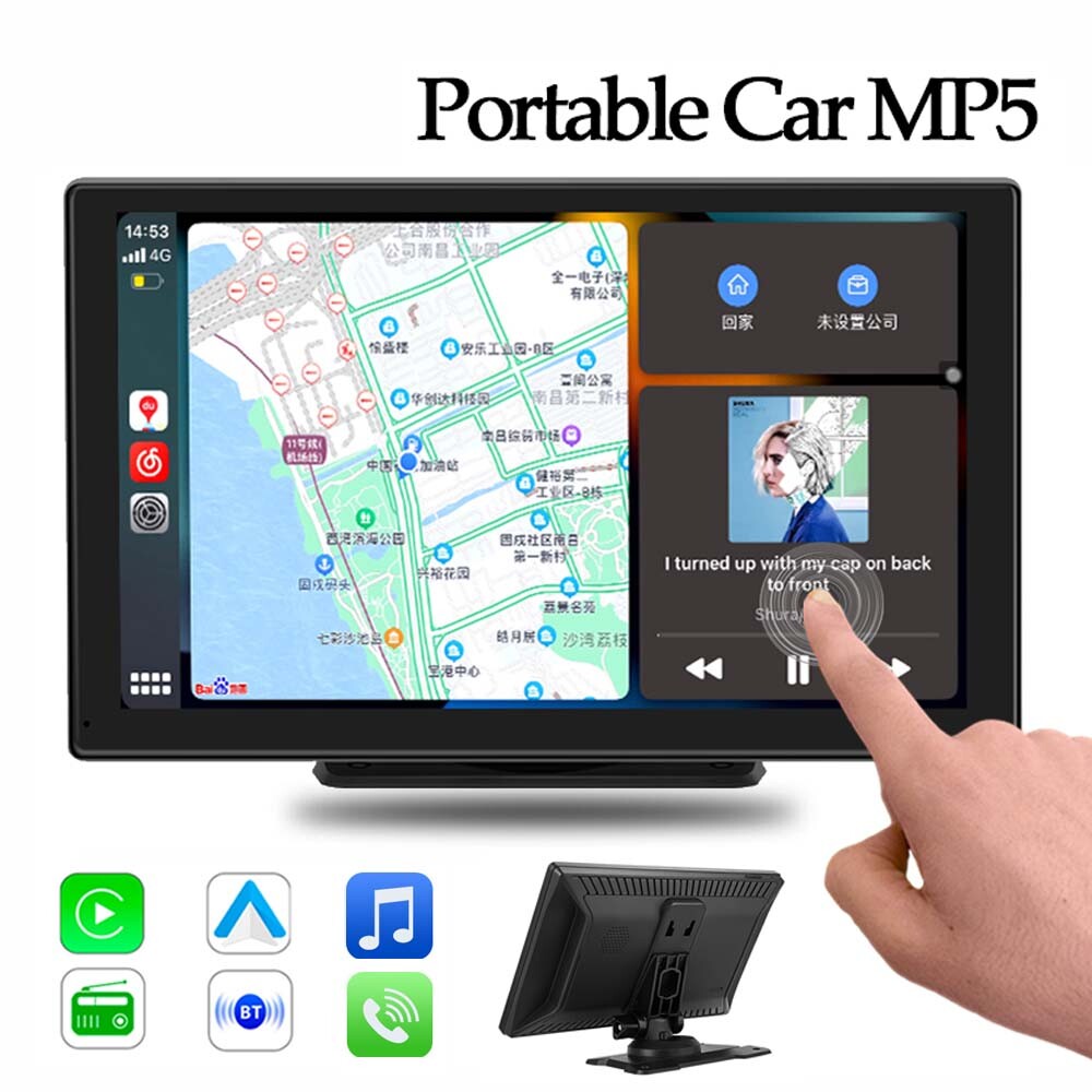 Touch Screen 9″ Portable Car Stereo Wireless Carplay Bluetooth Radio GPS USB/AUX