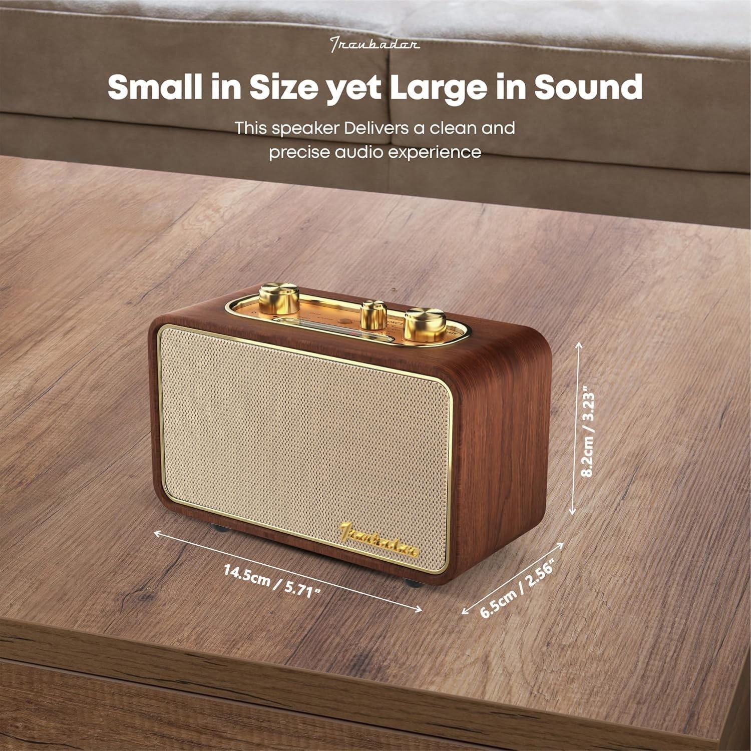 Retro Wood Bluetooth Radio, Vintage AM/FM Speaker, 10W Subwoofer, AUX, Retro …