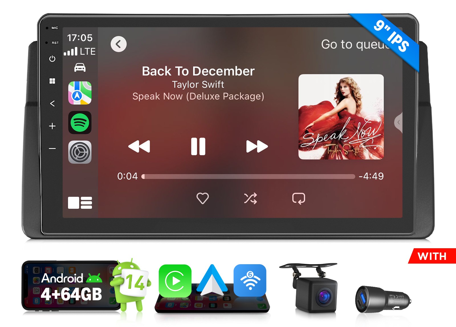 E46X7A 4+64 for BMW E46 323i 325i Car Radio CarPlay 9″Android Auto GPS Bluetooth